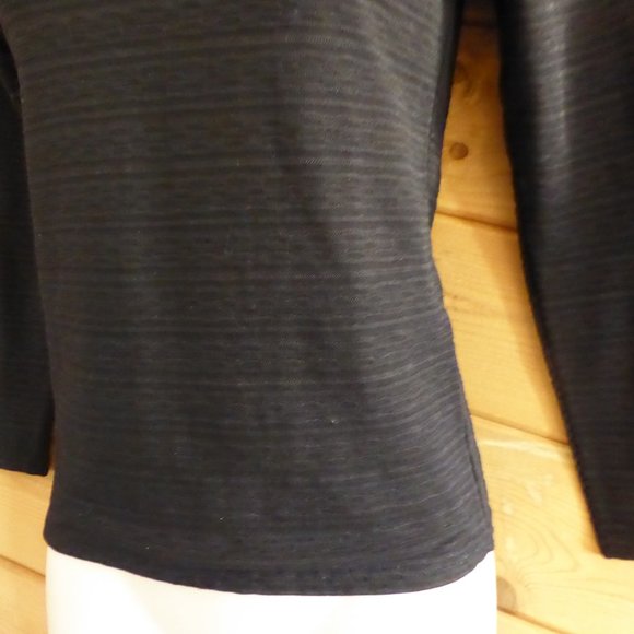 STRIPE Rayure Paris Black 3/4 sleeved V-Neck Crop Office Formal Pullover Top S - Picture 5 of 10